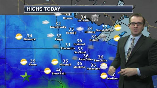Afternoon forecast: Mostly sunny, high of 37