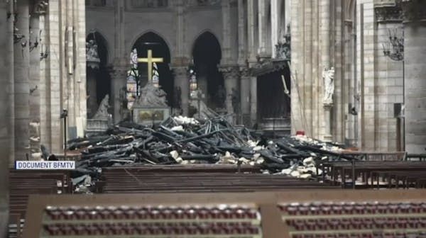 Notre Dame's fire-damaged interior revealed