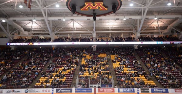 Fans sat in the stands in February for the third period during the Gophers men's hockey game against the Penn State Nittany Lions. The announced atten