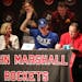 Matthew Hurt of Rochester John Marshall, center, one of the top senior basketball recruits in the nation, center, tips his Duke hat after announcing h