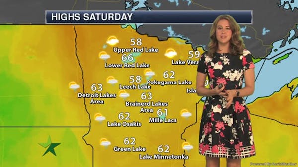 Afternoon forecast: Cloudy with showers; high 64