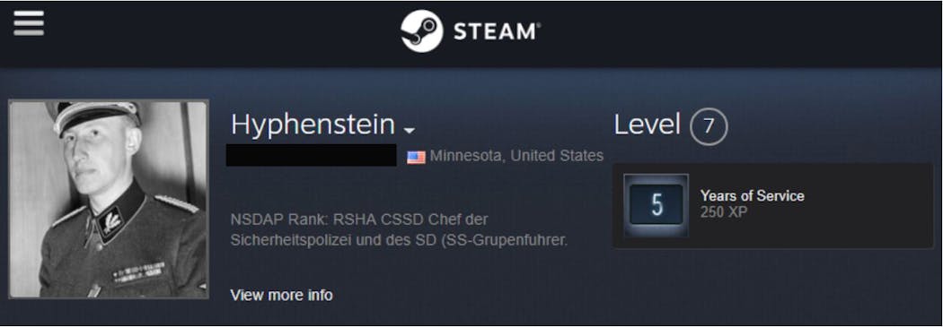 Screengrab of the Chaska man's Steam profile before it was altered on April 8.