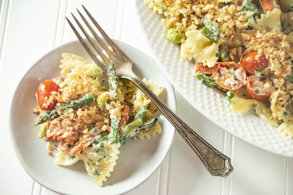 Robin Asbell, special to the Star TribuneFarfalle With Spring Veggies and Toasted Crumbs