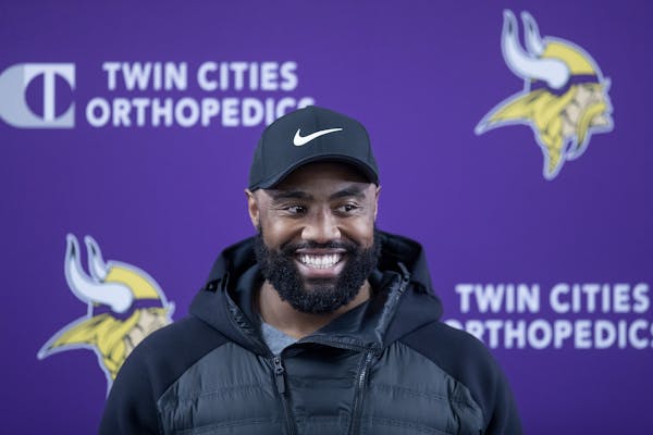 Everson Griffen was all smiles as he joked with media members Tuesday.
