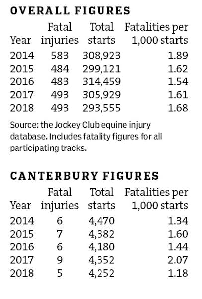 Horse racing's five-year fatality numbers