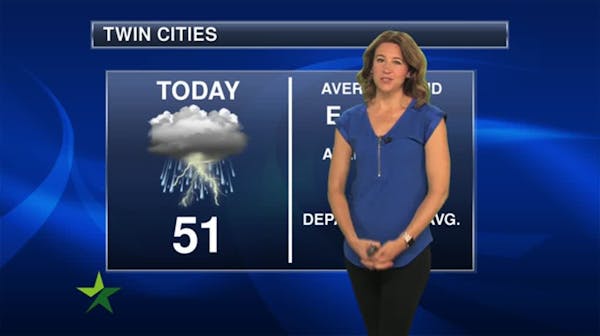 Morning forecast: Showers and storms, high 51