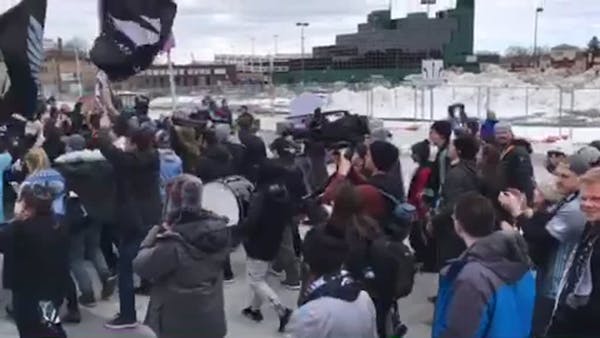 Smoke and song: Loons supporters march to Allianz Field