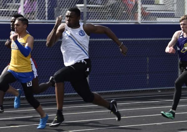 Hopkins' Joe Fahnbulleh blazed to a state-record time of 10.23 seconds in the 100 dash at the Class 3A, Section 7 True Team meet Thursday.