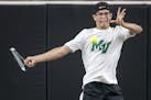 Mounds View's Petro Alex took on Lakeville South's Adam Harvey during their quarterfinal match of the Class 2A boys tennis tournament at U of M's Base