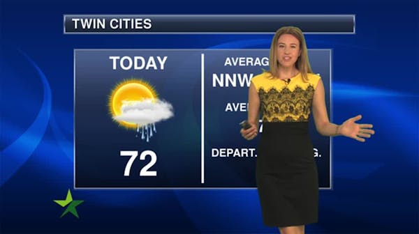 Morning forecast: Cooler with showers clearing out; high 72