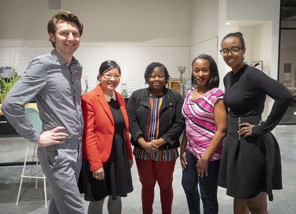 Nick Alm, Michelle TranMaryns, Precious Drew, Junita Flowers and Mimi Aboubaker form the first cohort of the “Finnovation Lab.”