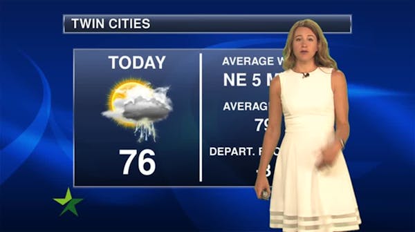 Afternoon forecast: Showers, storms likely, high 76