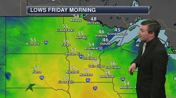 Evening forecast: Low of 60; passing shower possible