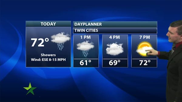 Afternoon forecast: Showers moving out, high 72