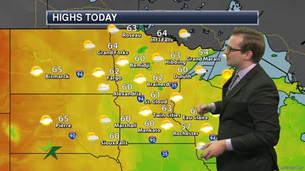 Evening forecast: Chance of showers, lows in the 40s