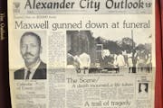 This photograph taken Thursday, Aug. 27, 2015, in Alexander City, Ala., shows the front page of the town newspaper following the slaying of Willie Max