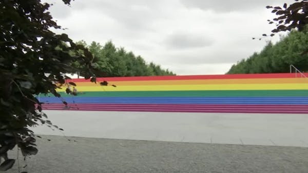 NYC park transforms staircase into gay pride flag
