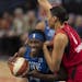 Lynx center Sylvia Fowles working against Vegas' Liz Cambage.