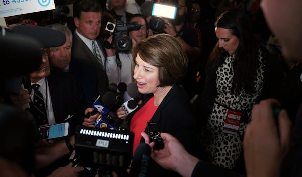 Sen. Amy Klobuchar spoke to reporters Wednesday after the close of the first Democratic presidential debate in Miami.