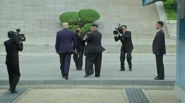 Trump meets Kim, steps into North Korea
