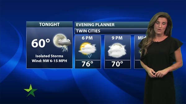 Evening forecast: Breezy with a few storms, low 60