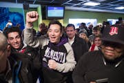 Jimmy Fallon visits with fans and does some taping for "The Tonight Show with Jimmy Fallon" at a Super Bowl pregame event Sunday, Feb. 4, 2018.