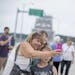 Jennifer Woyczik, cq, took a selfie of her and her children Lauren, 13, and Justin, 11, as they took a first-look at the Historic Winona Bridge after 