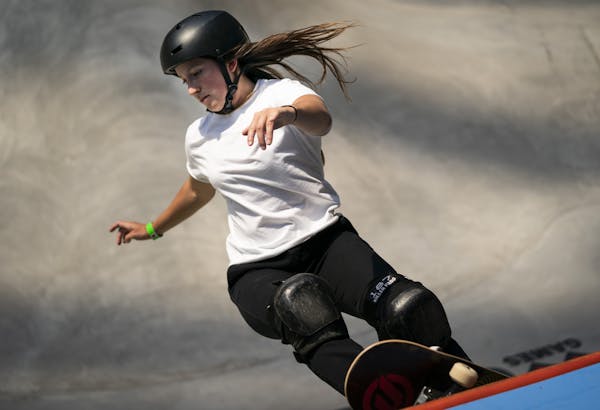 Skateboarder Nicole Hause of Stillwater practiced for this week’s X Games at U.S. Bank Stadium, continuing a comeback from a serious knee injury.