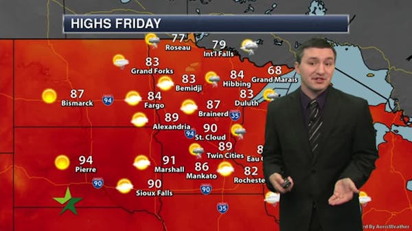Afternoon forecast: Sunny, then showers late, high 89