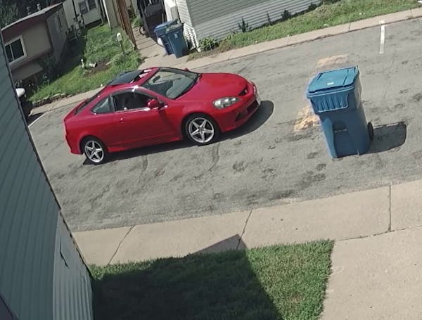 Authorities are looking for this two-door red Acura RSX in connection with the attempted abduction of a 7-year-old girl in Fridley on Friday.