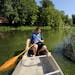Bloomington resident Nick Niziolek, 17, canoed past a "floating island," in Winchester Pond, steps from his family's residence. The Niziolek family an