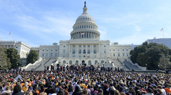 Students in Washington, D.C., marched to the U.S. Capitol in support of gun control legislation in March.