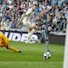 Minnesota United midfielder Darwin Quintero (25) scored the game's lone goal during the first half Wednesday as Colorado Rapids defender Tommy Smith (