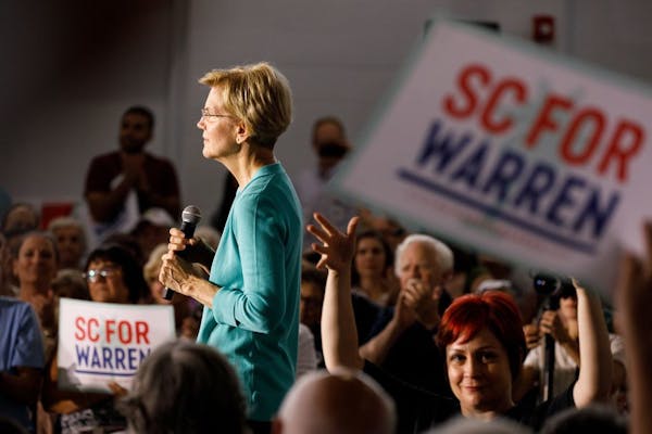 Sen. Elizabeth Warren (D-Mass.), a Democratic presidential hopeful, addressed the crowd during a town hall event in Aiken, S.C., on Saturday.