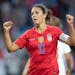 Carli Lloyd celebrated her first goal as the U.S. women's national team took took on Portugal at Allianz Field