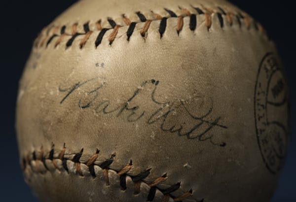 Twins curator Clyde Doepner has in his possession two baseballs autographed by Babe Ruth while in St. Paul for a barnstorming appearance in 1926.