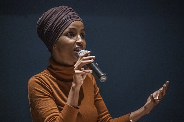 At the Colin Powell Center in Minneapolis on Tuesday, U.S. Rep. Ilhan Omar held a town hall in south Minneapolis.