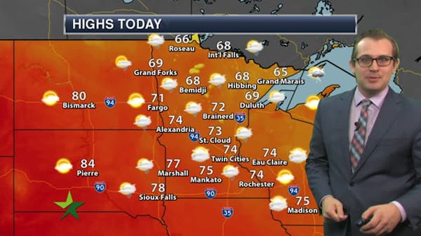 Afternoon forecast: Drying out, high of 74