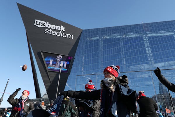 Outside U.S. Bank Stadium ahead of the the Super Bowl in 2018.