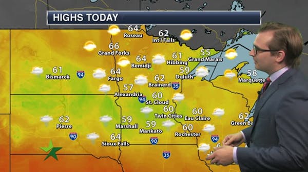 Afternoon forecast: Cloudy and wet with high of 61