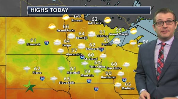 Forecast: Cloudy, cooler with a high of 62