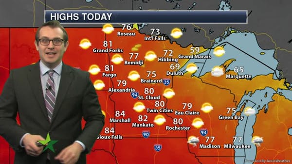 Afternoon forecast: Mostly sunny, high of 80