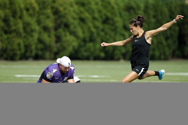 U.S. women's soccer national team star Carli Lloyd nailed a 55-yard field goal in August during a joint NFL practice with the Ravens and Eagles, which