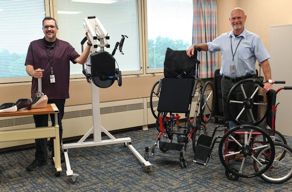 Engineer Andrew Hansen, left, and Dr. Gary Goldish have created a hub of medical device innovation at the Minneapolis Veterans Medical Center.