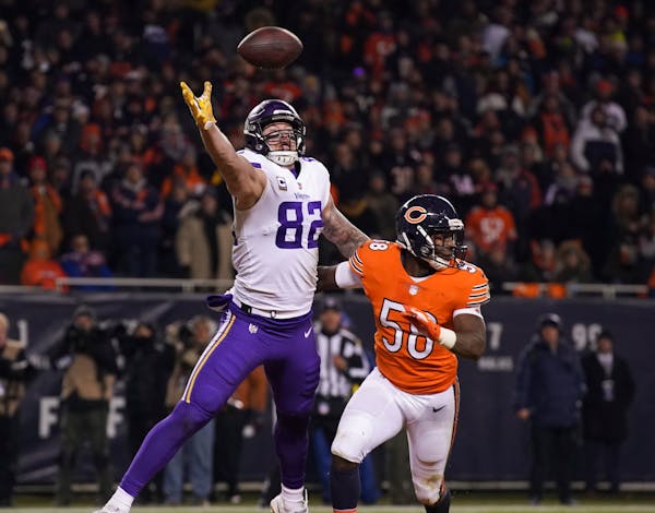 A fourth-quarter would-be touchdown pass attempt to Vikings tight end Kyle Rudolph was out of his reach last November. He was covered by Bears inside 