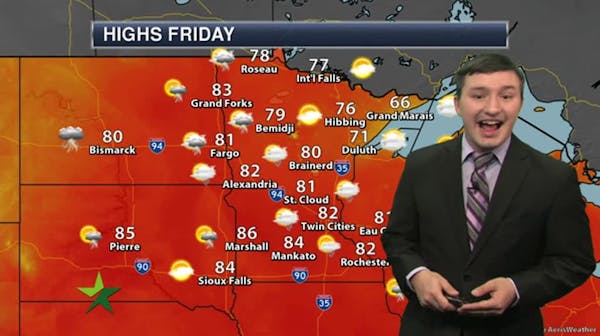 Afternoon forecast: Humid with scattered storms, high 82
