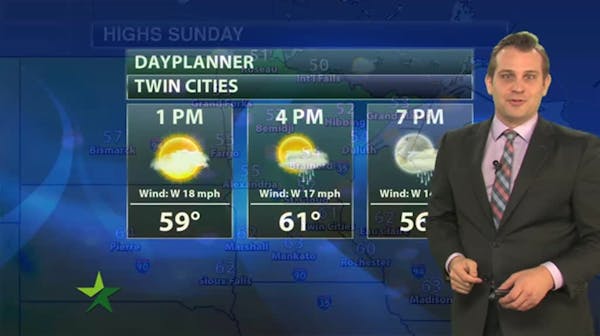 Afternoon forecast: Mostly sunny, windy, high 61
