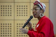 Me’Lea Connelly, who founded a credit union to invest in black businesses, led a discussion regarding black economic resistance to a group at the Un