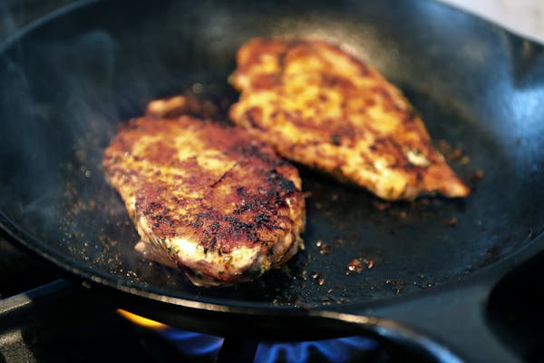 Quick-griddled chicken with herbs.