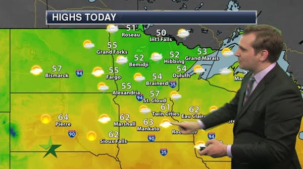Morning forecast: Mostly sunny and breezy; high 61